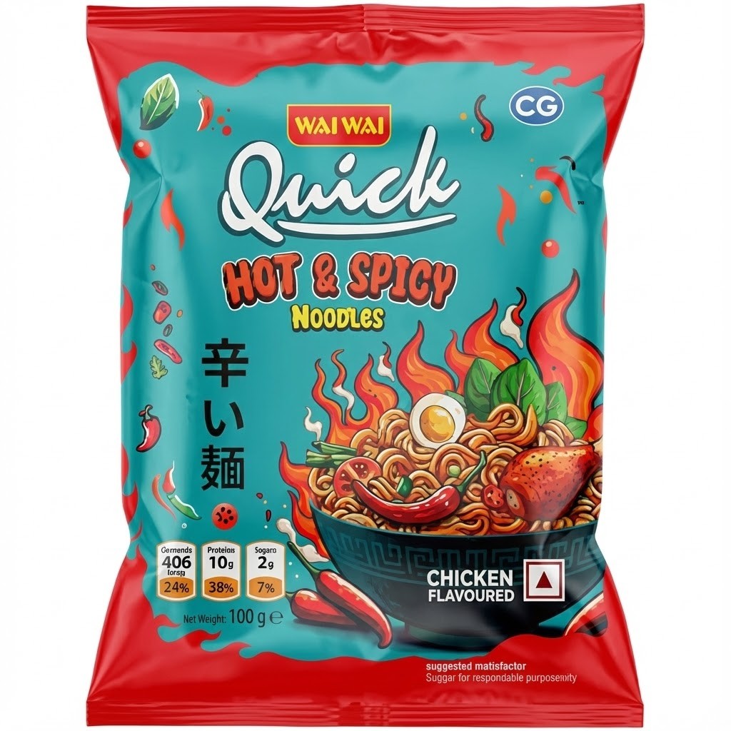 Wai Wai Quick Hot & Spicy Noodles Chicken