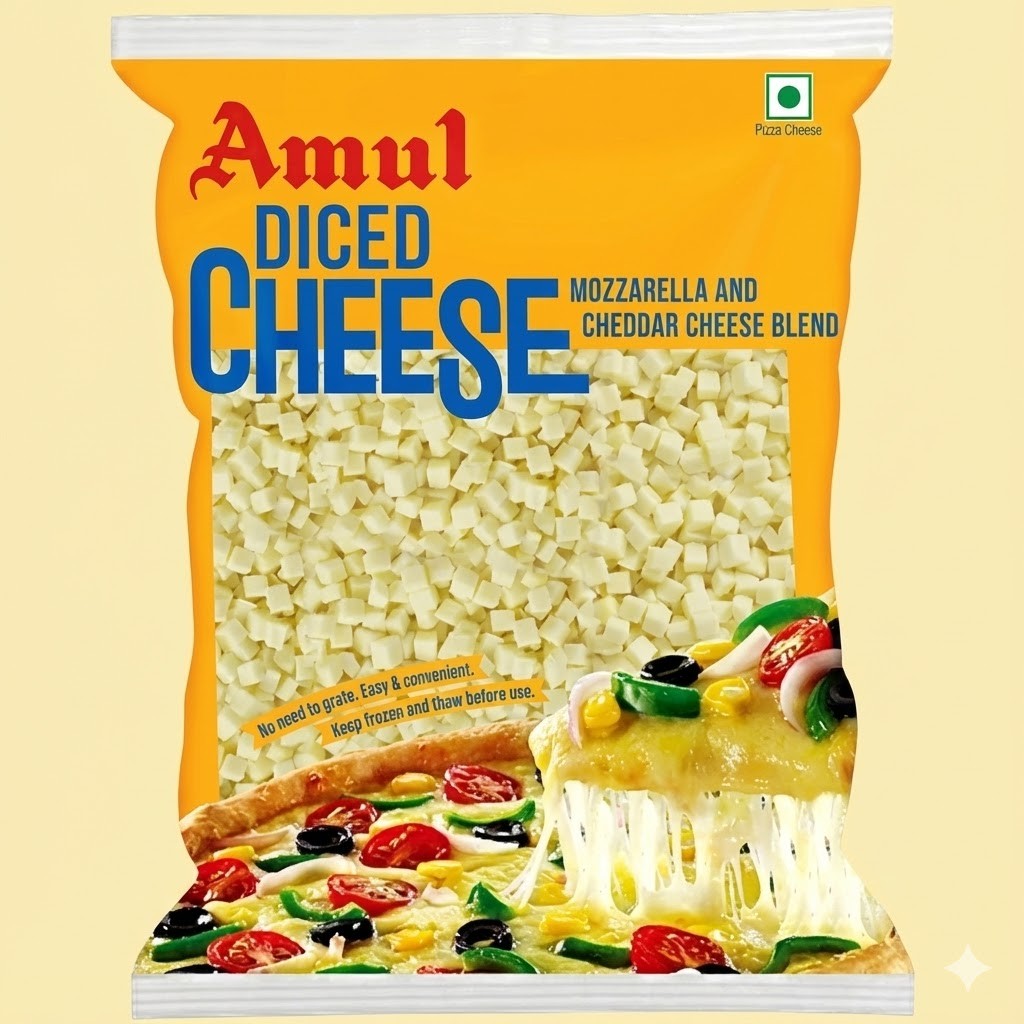 Amul Diced Cheese Blend, 200 g Pouch